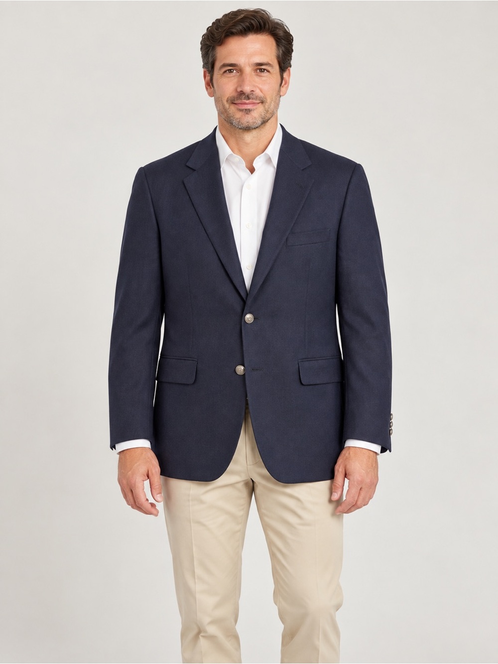 Jos A Bank Men’s 42R Navy Blue Wool Cashmere Blazer Silver Buttons Sport Coat